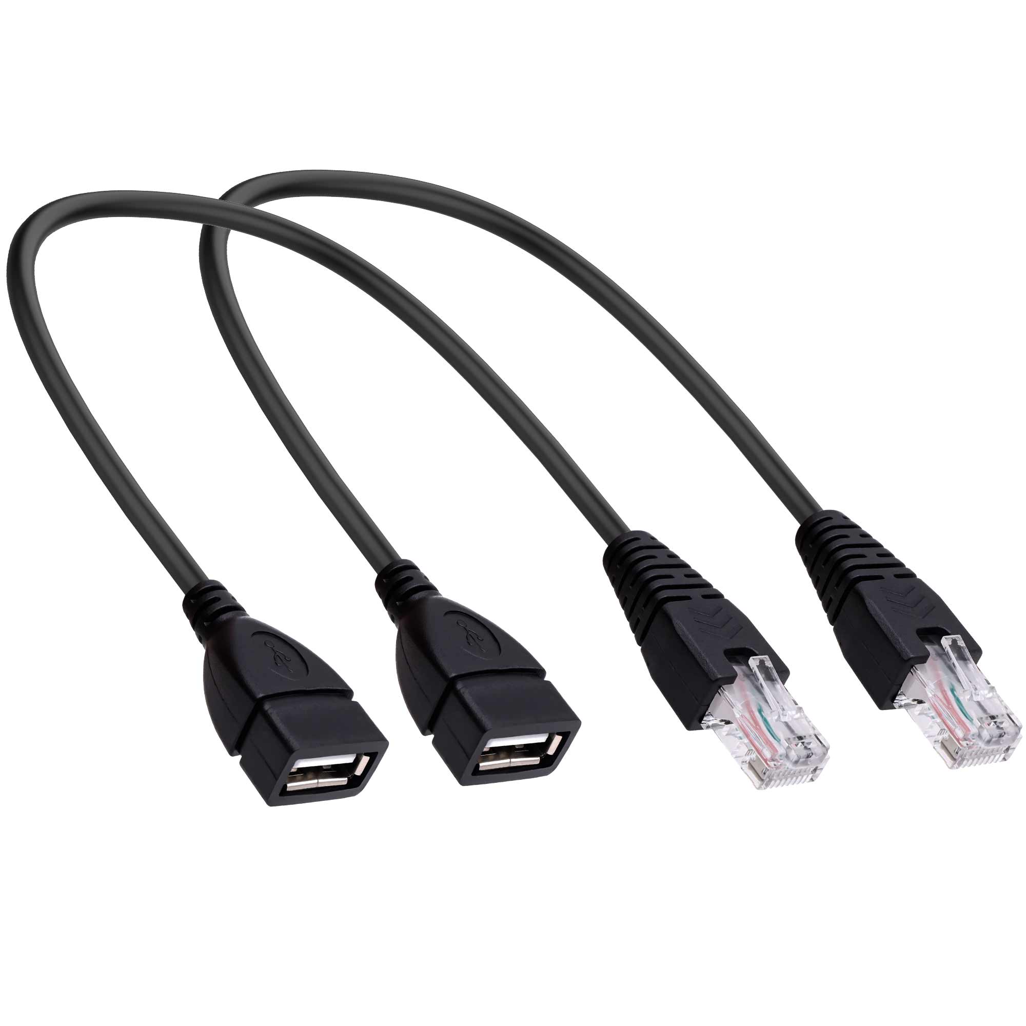 YARCHONN USB 2.0 auf RJ45 Ethernet Kabel Adapter, Typ A Buchse zu RJ45 8P4C | USB A zu RJ45 Stecker Netzwerkverlängerungskabel, für Router ADSL Modem Kamera 30cm - 2 Stück