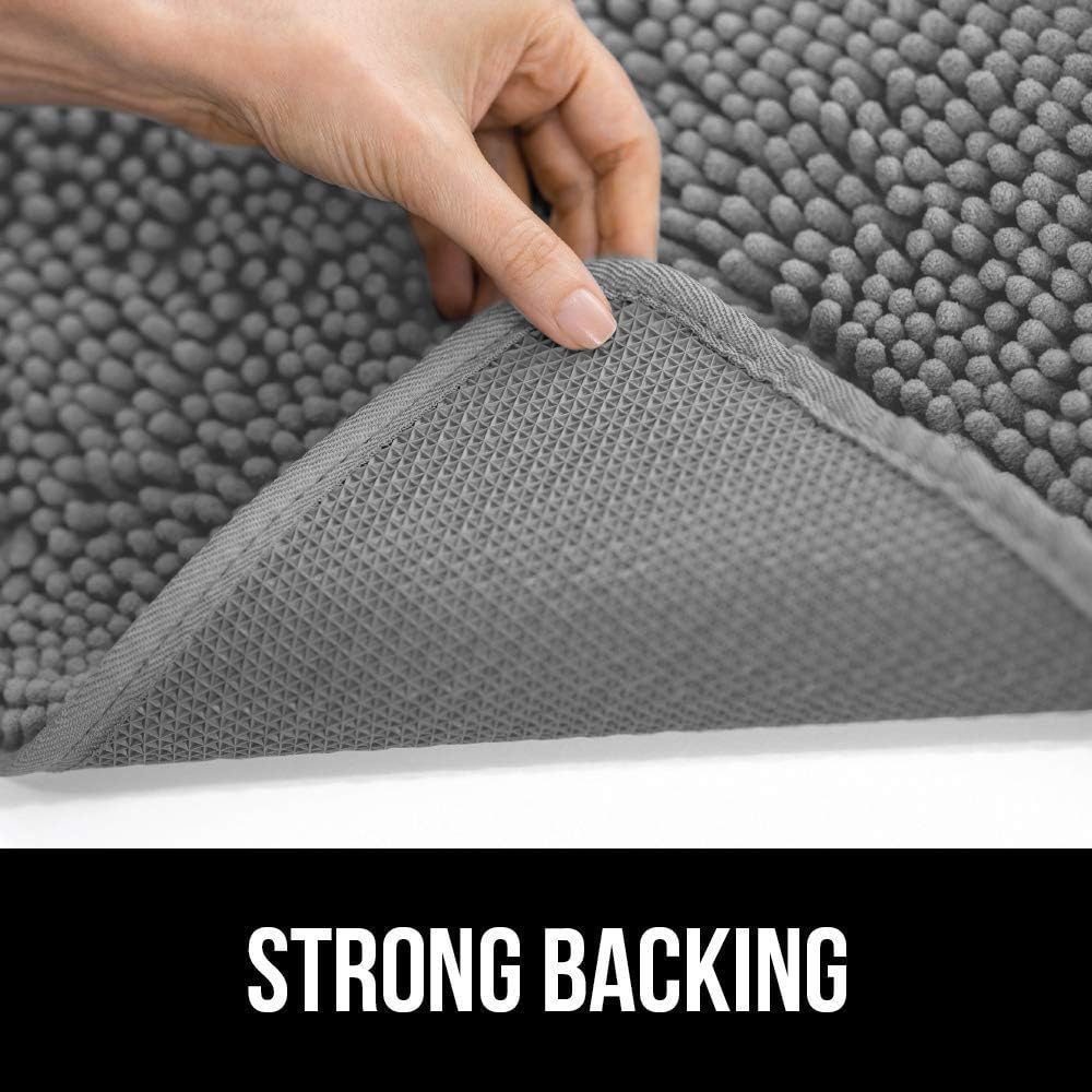 GORILLA GRIP Original Indoor Durable Chenille Doormats, 60x36 Gray and 24x17 Paw Gray, 2 Item Bundle