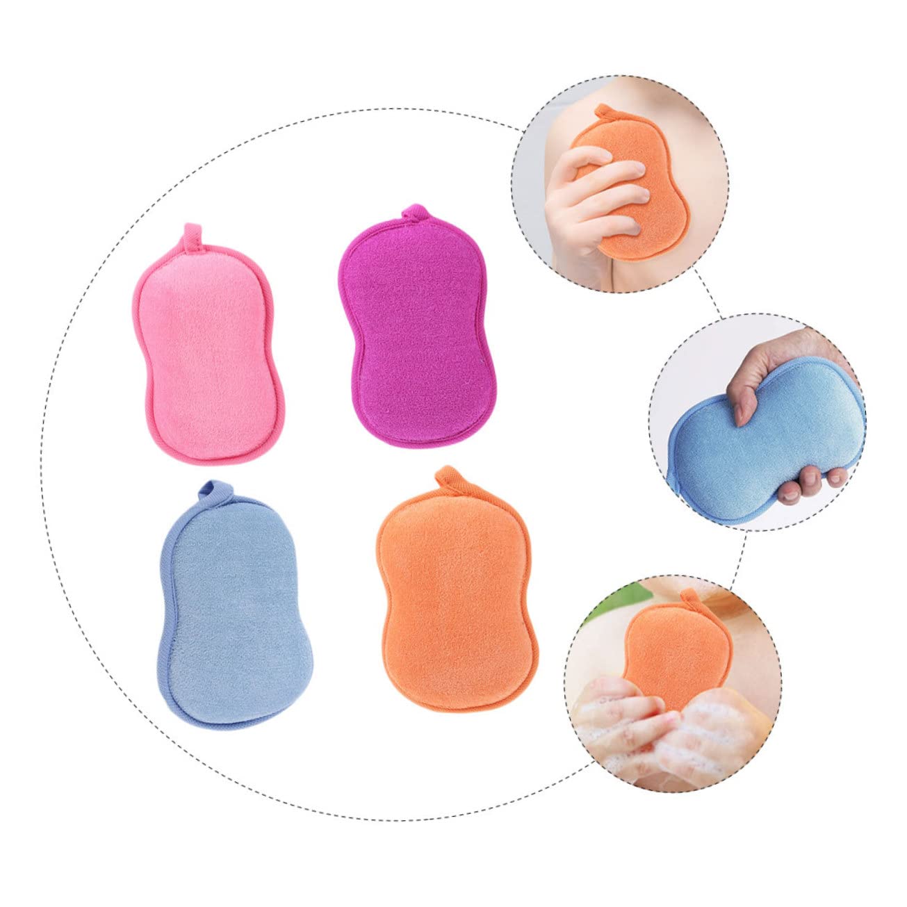 Healeved Lot De 3 Éponges Exfoliantes En Forme De Cacahuète Pour Garçons Et Filles Brosse De Bain Pour Nouveau-nés Éponges Exfoliantes Pour La 4 Pièces X 3