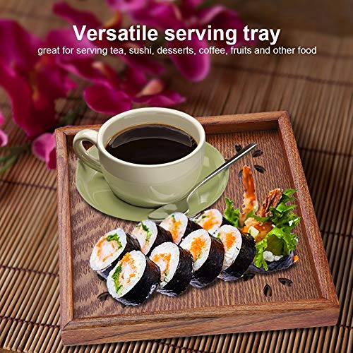 Wooden Tea Tray,Traditional Chinese Japanese Wooden Cherry Blossom Pattern Carved Hollow Square Tea Tray Coffee Fruit Snack Tray, Widely Used In Restaurants, Home(18*18Cm) #TOP2