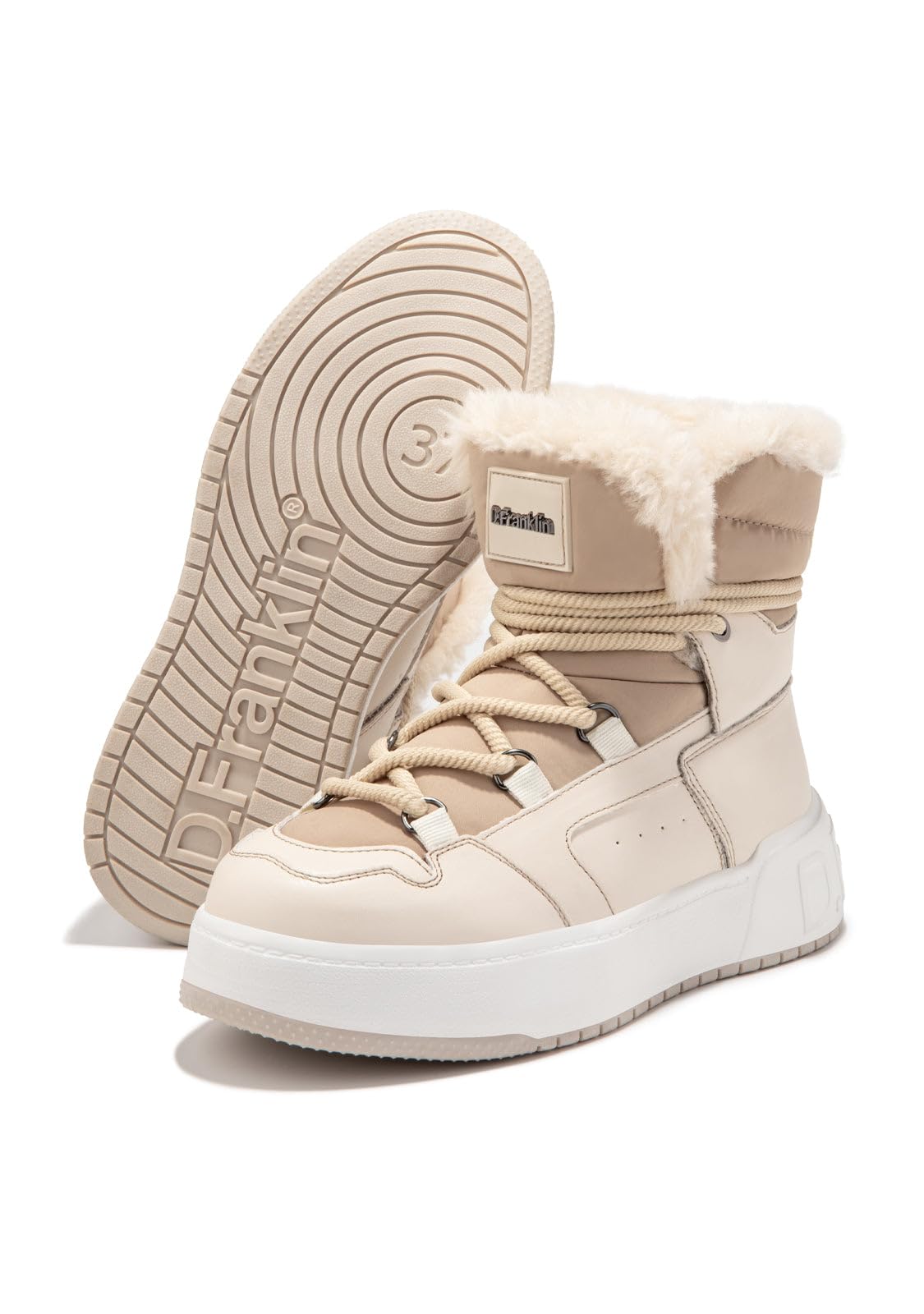 D.Franklin Botas Mujer Forro Interior Pelo Court Bomb V2 Beige - Botas para Mujer - Moda casual - Talla (37) - Modelo court bomb