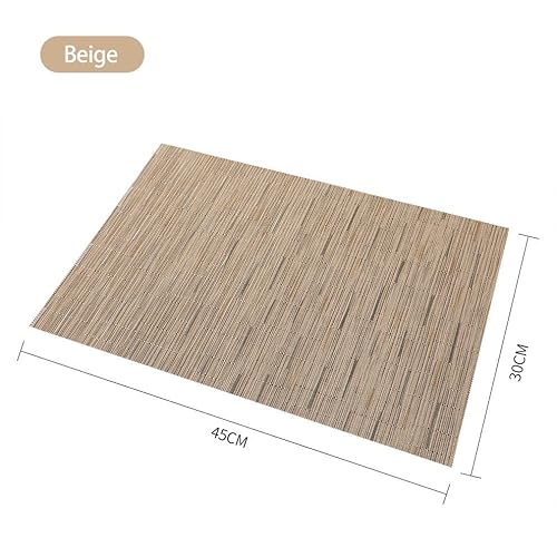 S Saepio Dining Table Placemats Set Of 6 , Washable Pvc Table Mats , Heat Resistant Table Cover , Place Mats For Table And Fancy Decor For Dinner Table And Kitchen Mat 18X12In (Beige) #TOP1