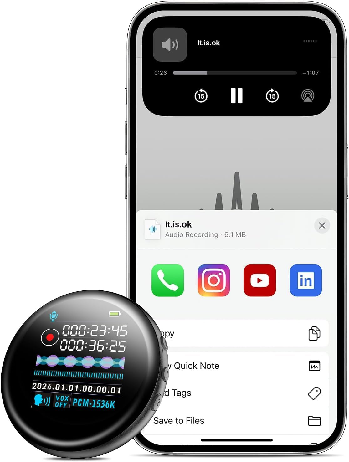 64G Digital Voice Activated Recorder with Screen for Visualize Playback – 1000 Hours USB-C Sound Recorder Recording Device Handy for Lectures, Meetings, Compatible with Phone Android Computer PC