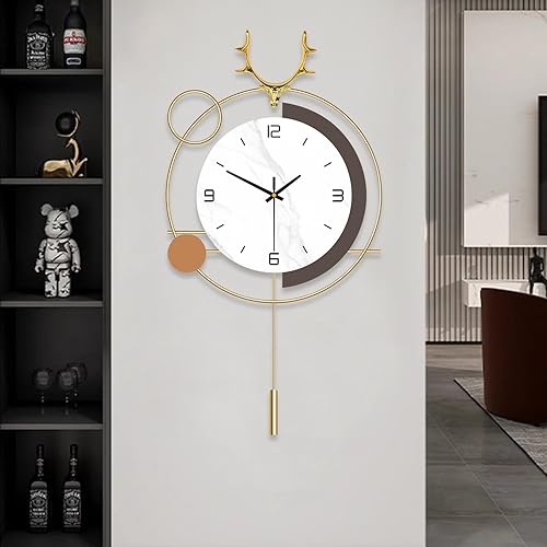 Miniatura 6 de Reloj de pared decorativo de cuarzo silencioso con péndulo, funciona con pilas, grande de 13 x 25 pulgadas para sala de estar, cocina, hogar, baño,