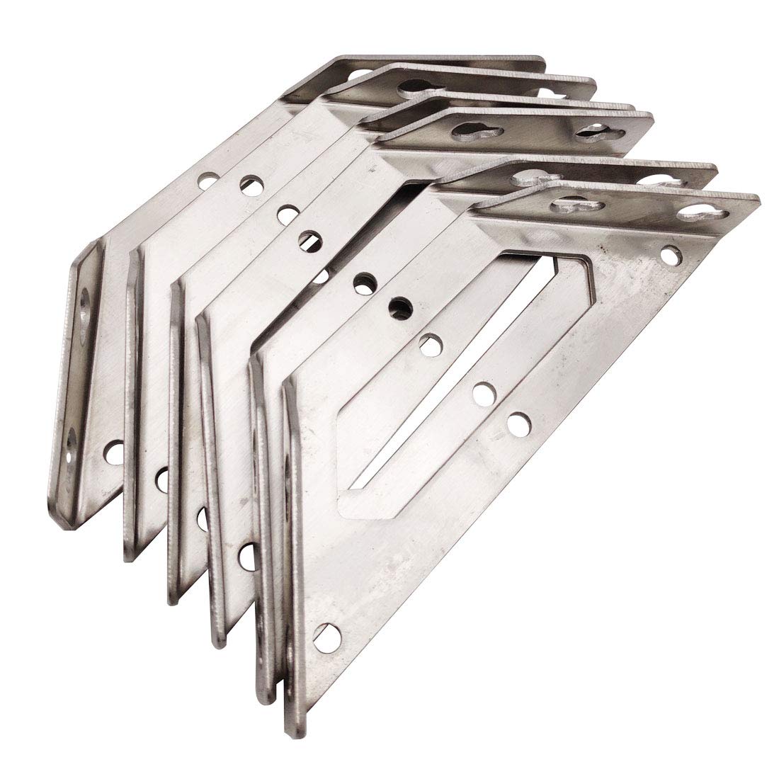 6Pcs Angle Code Stainless Steel Multi-Purpose Corner Braces 5.7x2.4x2x0.75inch Trapeziform Angle Bracket, Multi-Angle Joint Fastener for Desk Edge, Box, Wood Beam