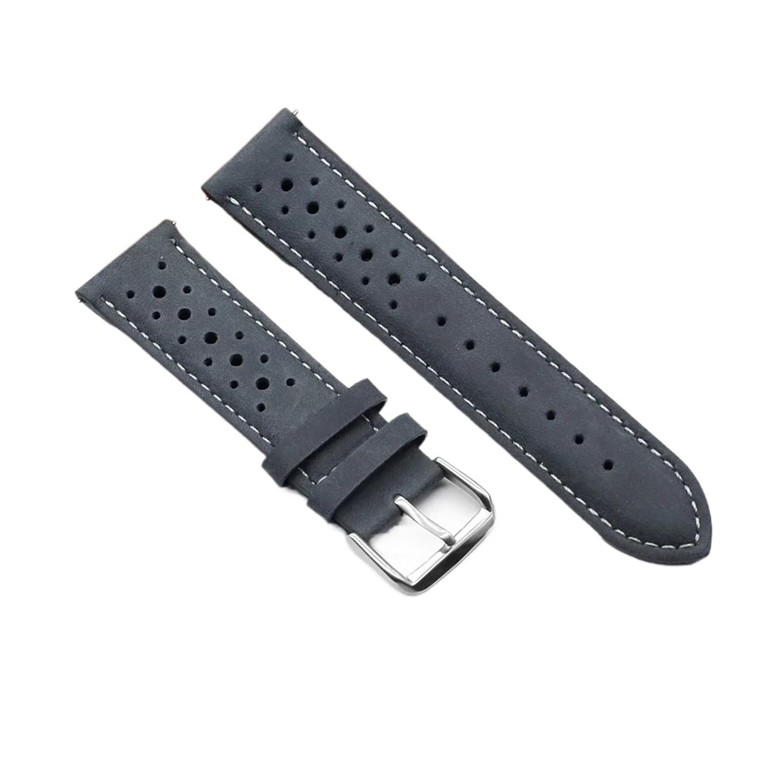 Generisch NASUNJIA Vintage Handgemachtes Uhrenarmband 18mm 19mm 20mm 22mm 24mm Racing Lederband Grau Schwarz Braun Blau Atmungsaktive Poröse Uhrenarmbänder