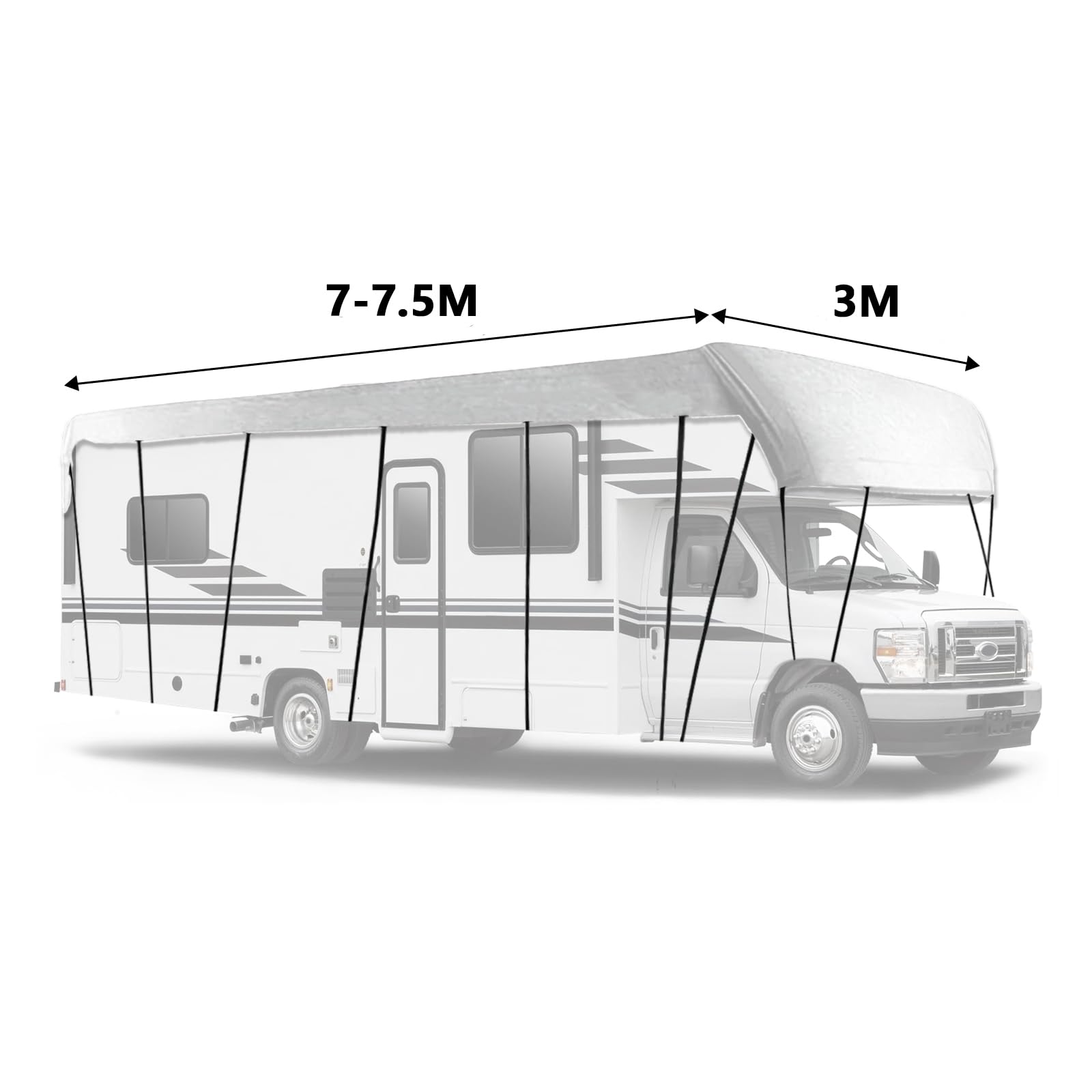 NEWFUN Funda Caravana, Funda Autocaravana, Funda Protectora Caravana, Protección UV, Protección Solar, Protección contra la Nieve, Protección contra Las Heladas（ 7-7,5mX3M）