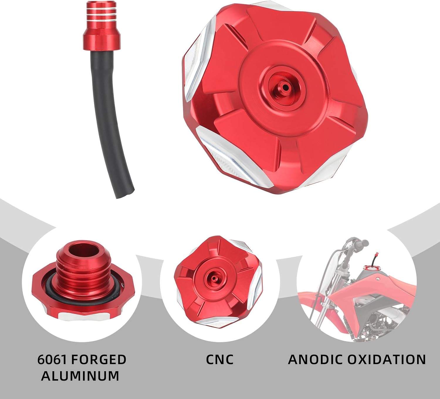 Dirt Bike Gas Cap,CNC Aluminum Motorcycle Gas Fuel Tank Cap for CRF110F CRF110 CRF 110 CRF 110F 2019-2025/CRF125F CRF 125F CRF125 CRF 125 2022-2025 Black