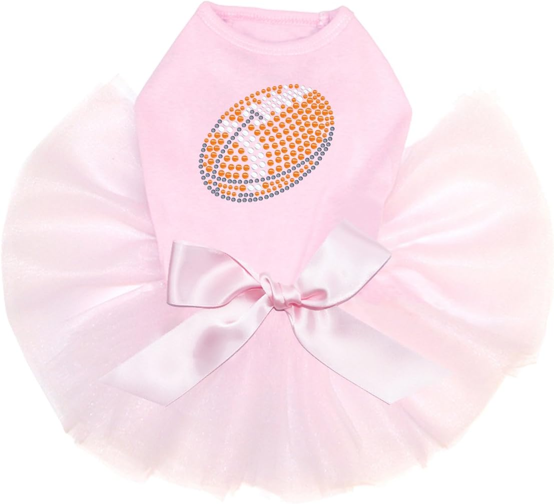 Football (Orange #2) - Bling Rhinestone Dog Tutu Dress, XXS Pink