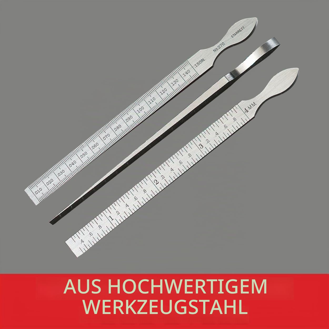Starrett 270 7/16 Zoll x 6-1/4 Zoll Taper Gauge Edelstahl, Messkeil, 0.3 bis 150 Millimeter, 11mm x 160mm (B x L), Präzisionsabstandsstück