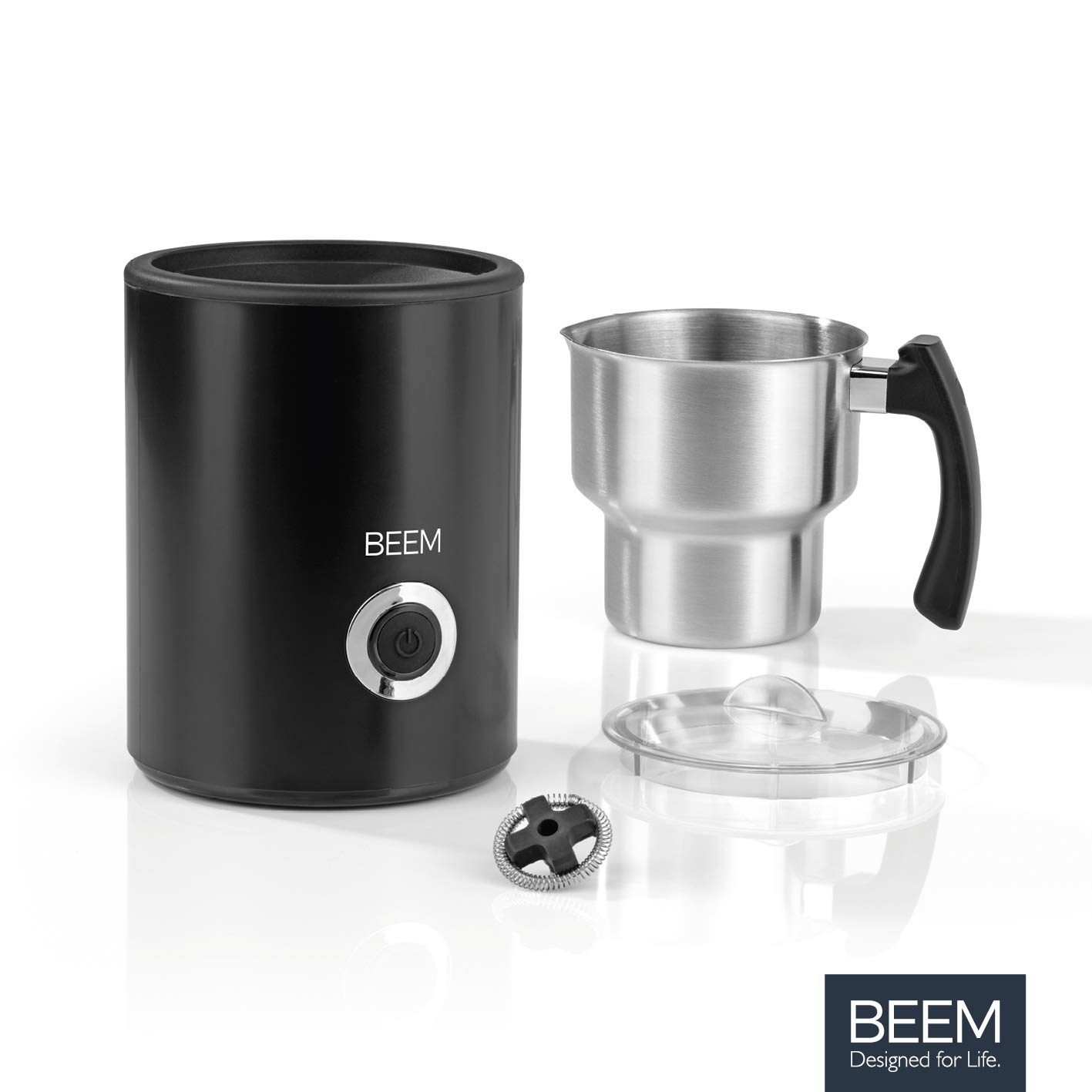 BEEM MILK-PERFECT indukcyjny spieniacz do mleka – 260 ml | indukcja | 3 programy | Cappuccino Latte Macchiato | pianka do mleka | bez przypalania | 500 W