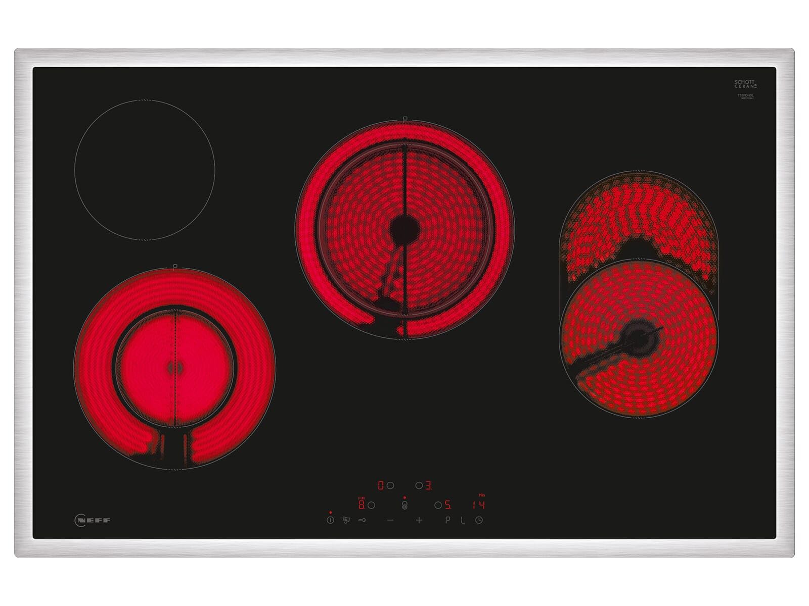 NEFF BX48PB0, Herd-Set bestehend aus B2CCG6AK3 Herd, 60 x 60 cm, Pyrolyse-Selbstreinigung, CircoTherm, LED-Display & T18SDH9L0 Elektrokochfeld, 80 cm, Bräterzone, Powerstufe, Touch Control