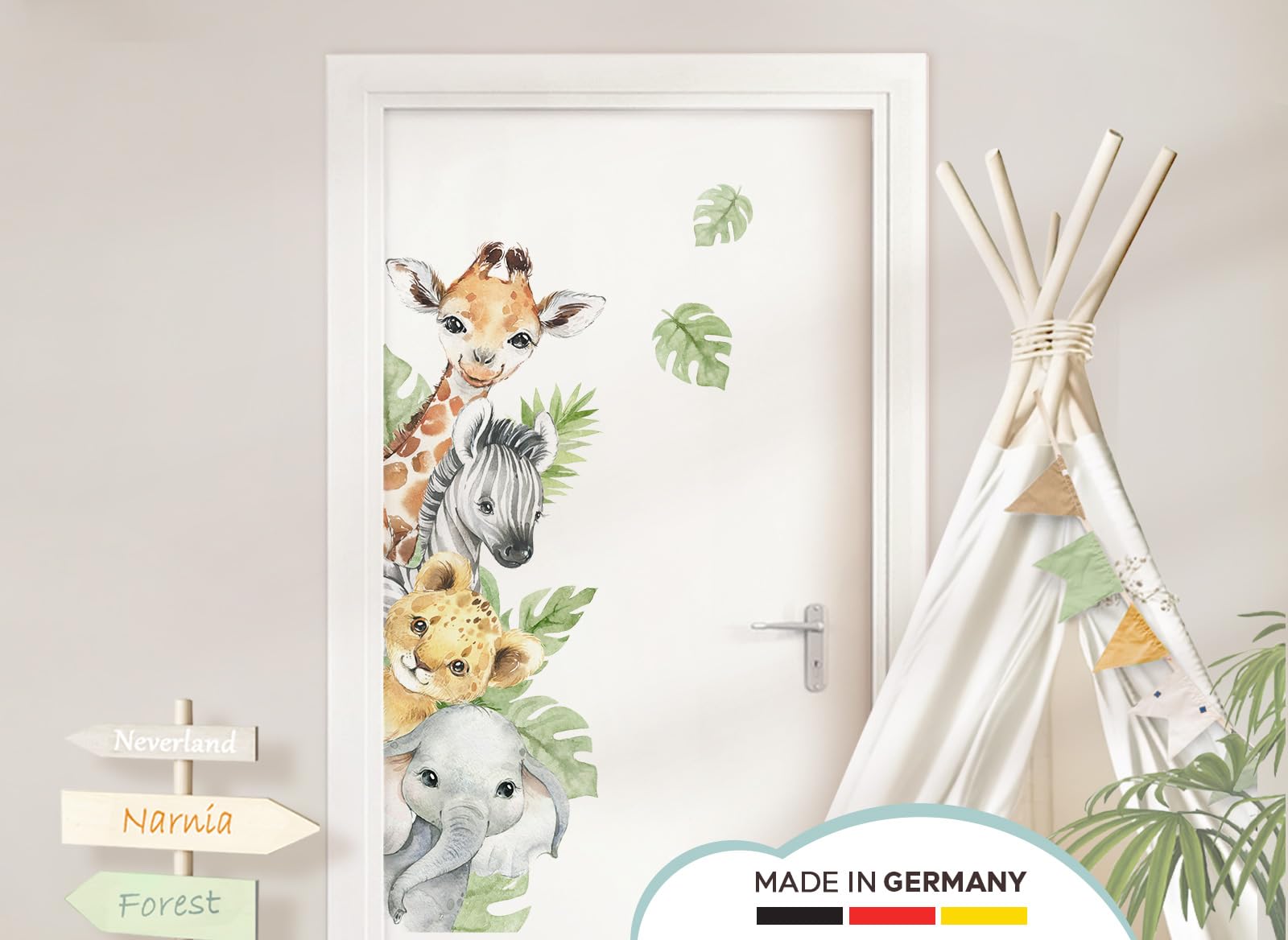 HGDESIGN Sticker Mural Enfant Jungle - Singe Paresseux Koala Tigre Lion - Décoration Chambre Bébé Garçon Fille