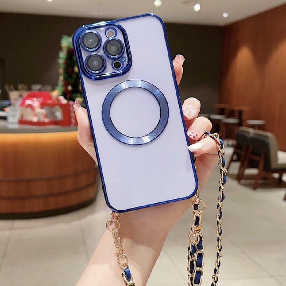 Coque cordon iPhone 14 Plus antichoc et transparente pour charge sans fil