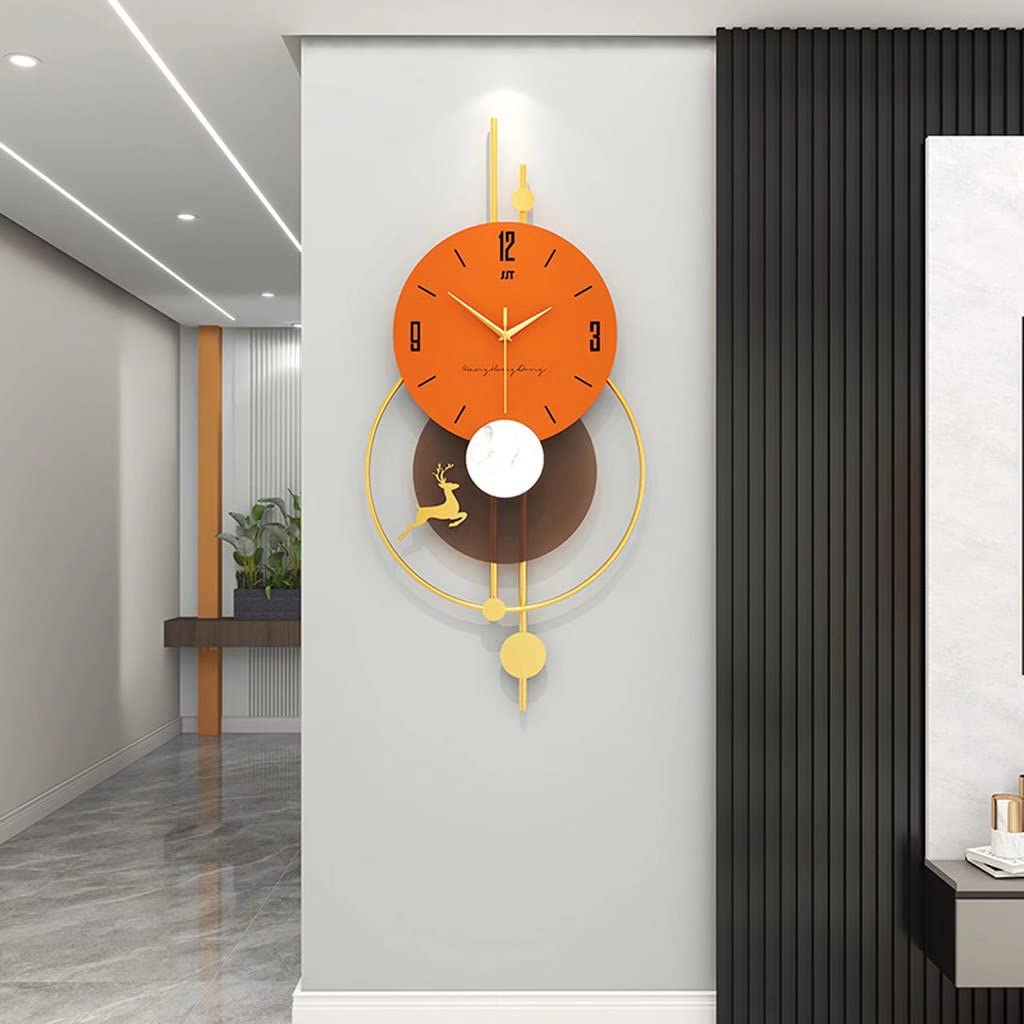 Horloge murale en métal décoration silencieuse ronde pour salon et chambre moderne