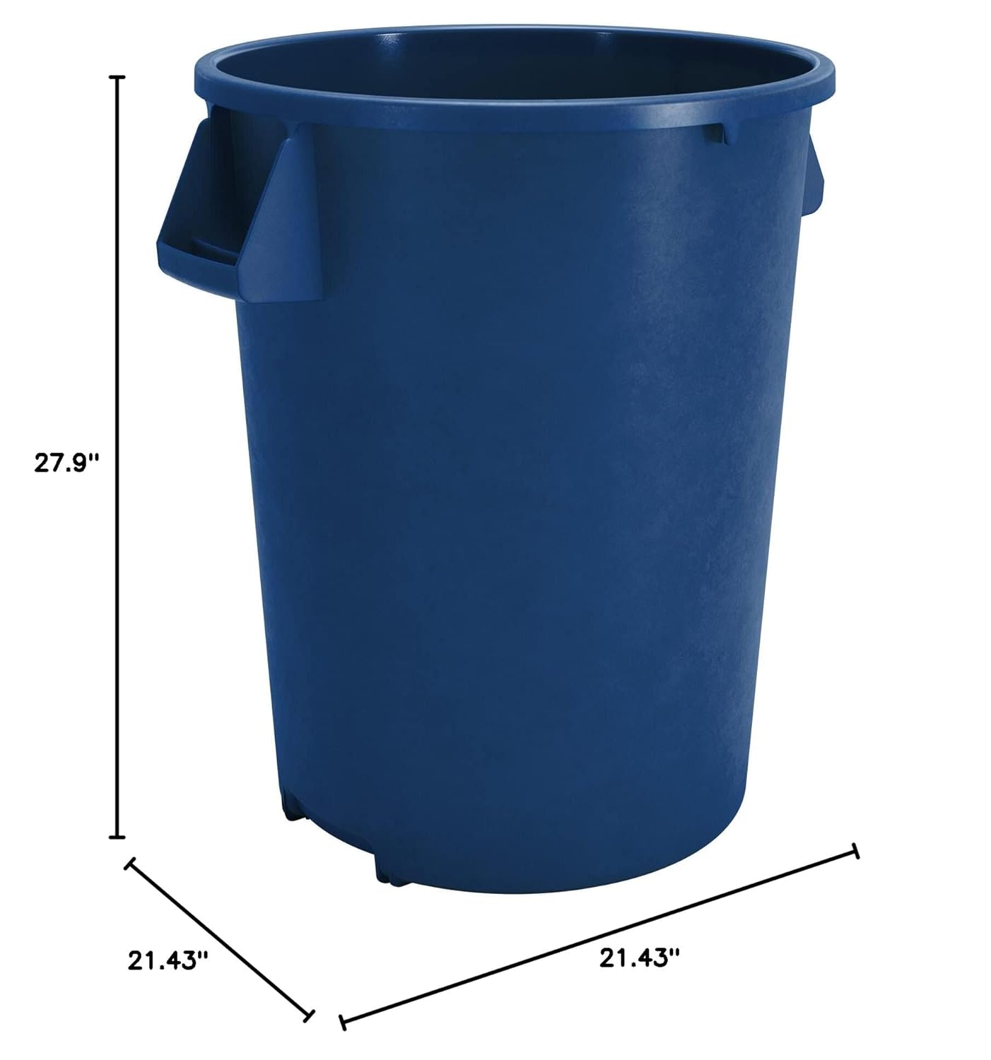 SPARTA Bronco 32 Gallon Trash Can, Thick Polyethylene Bin, NSF Certified Waste Container with Top Handles, Bottom Handholds, Reinforced Base and Stackable, LLDPE, 32 Gallon, Blue