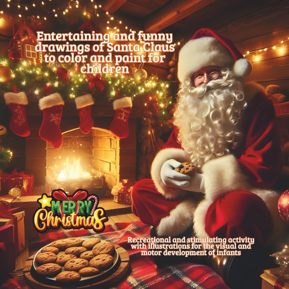 Large, entertaining and fun drawings of Santa Claus and Christmas, for children to color and paint, for the home.: Stimulating interactive ... of the infant with a Christmas theme and