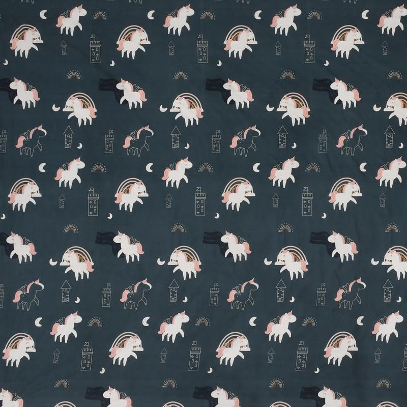 Image of NEW LEAF Cotton Fitted King Size Double Bedsheets with 2 Pillow Covers | Elastic Fitted | Wrinklefree | Ultrasoft |All Season Bedsheet 220 tc tc Floral | 78 x 72+8 Inches, Navy Blue