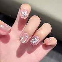 Vista 34 de LIGHT RAIN - Uñas a presión medianas con diseño de galaxia Andromeda, de lujo, reutilizables, de siete capas, con acabado UV, uñas postizas hechas a