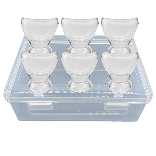Boyizupha 6 vasos de cristal transparente para enjuague de ojos, limpieza con recipiente de almacenamiento, 0.3fl oz, juego de 6 unidades