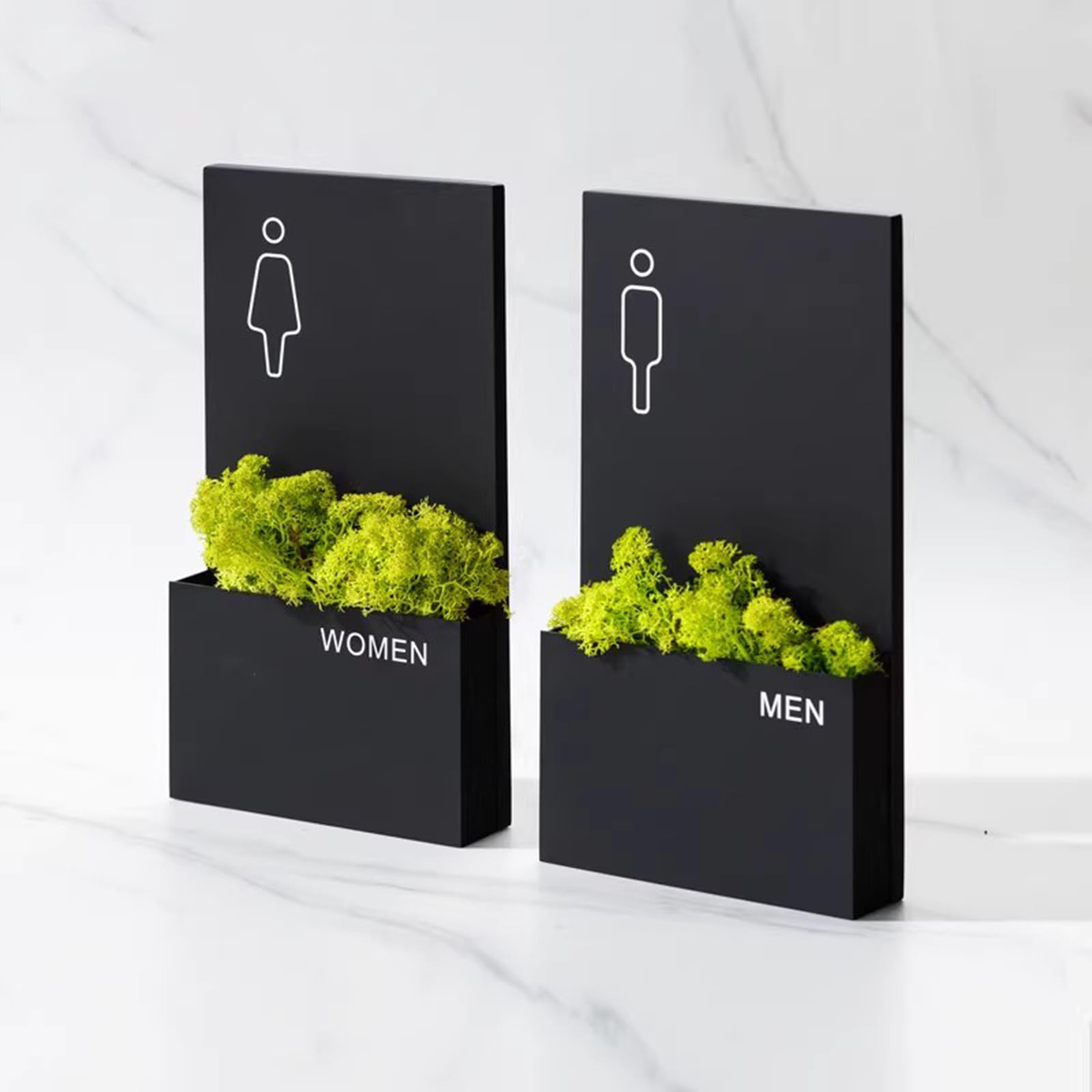 Badezimmer Kennzeichen, Toiletten-Türschild aus Edelstahl, Unisex, Dekoration, for Hotel, Geschäft, Einkaufszentrum, Restaurant, Schwarz, 26 x 14 cm(B)