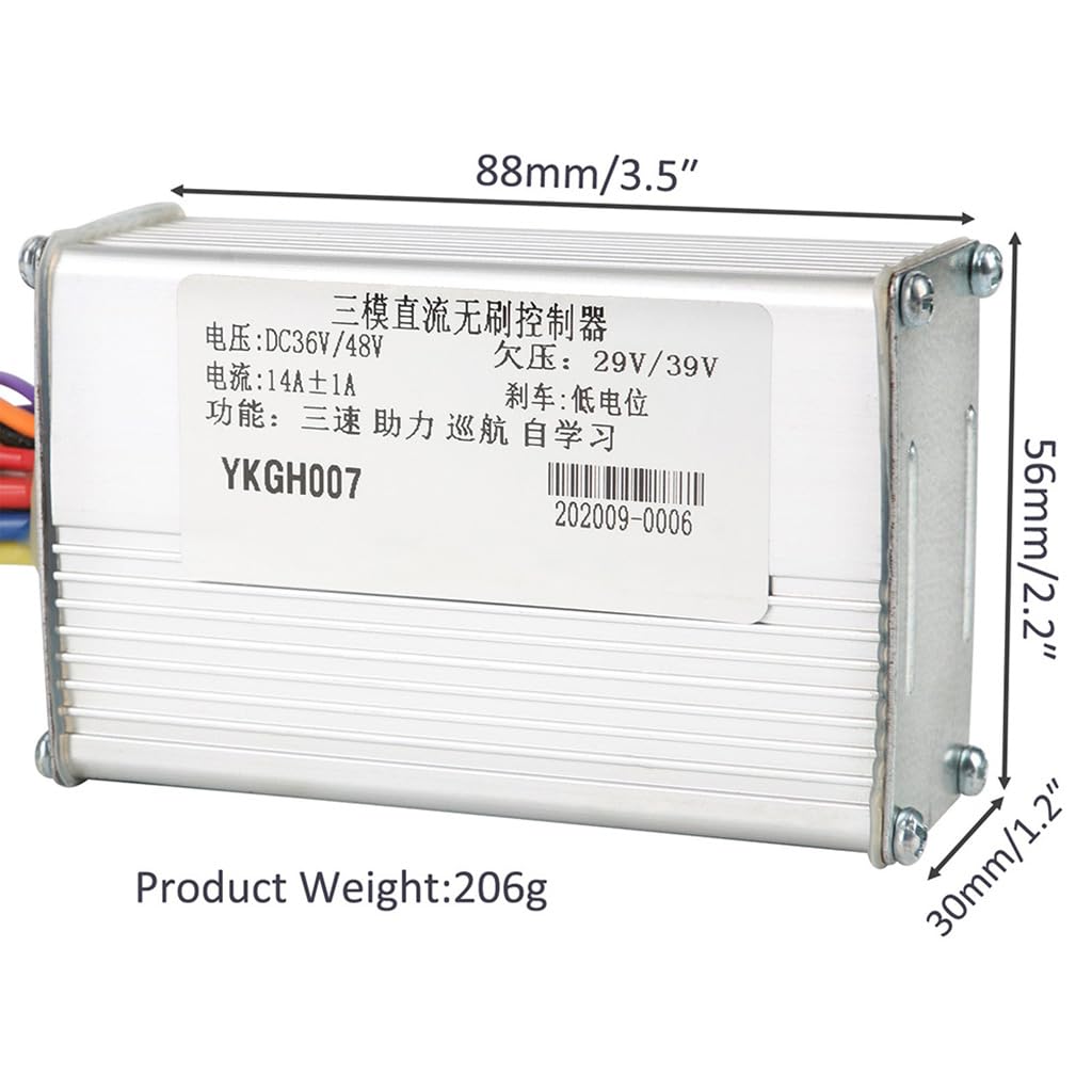 DC 36V/48V 350W-500W Brushless Motor Speed Controller for E-Bike Electric Go Kart ATV UTV Drift Trike Golf Cart Quad Buggy Moped Bicycle Scooter Razor(3 Speed, Assisted, Cruise, Self-Learning)
