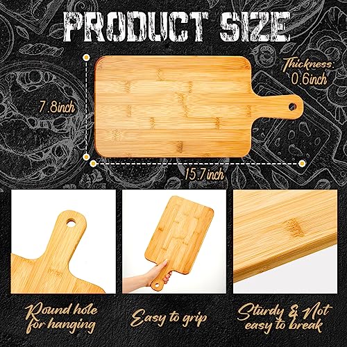 10 Pcs Bamboo Wood Cutting Board With Handle 15.7 X 7.8 Inch Bamboo Wooden Serving Board Kitchen Chopping Boards For Pizza, Bread, Cheese, Charcuterie, Fruit, Vegetables, Square Board #TOP1