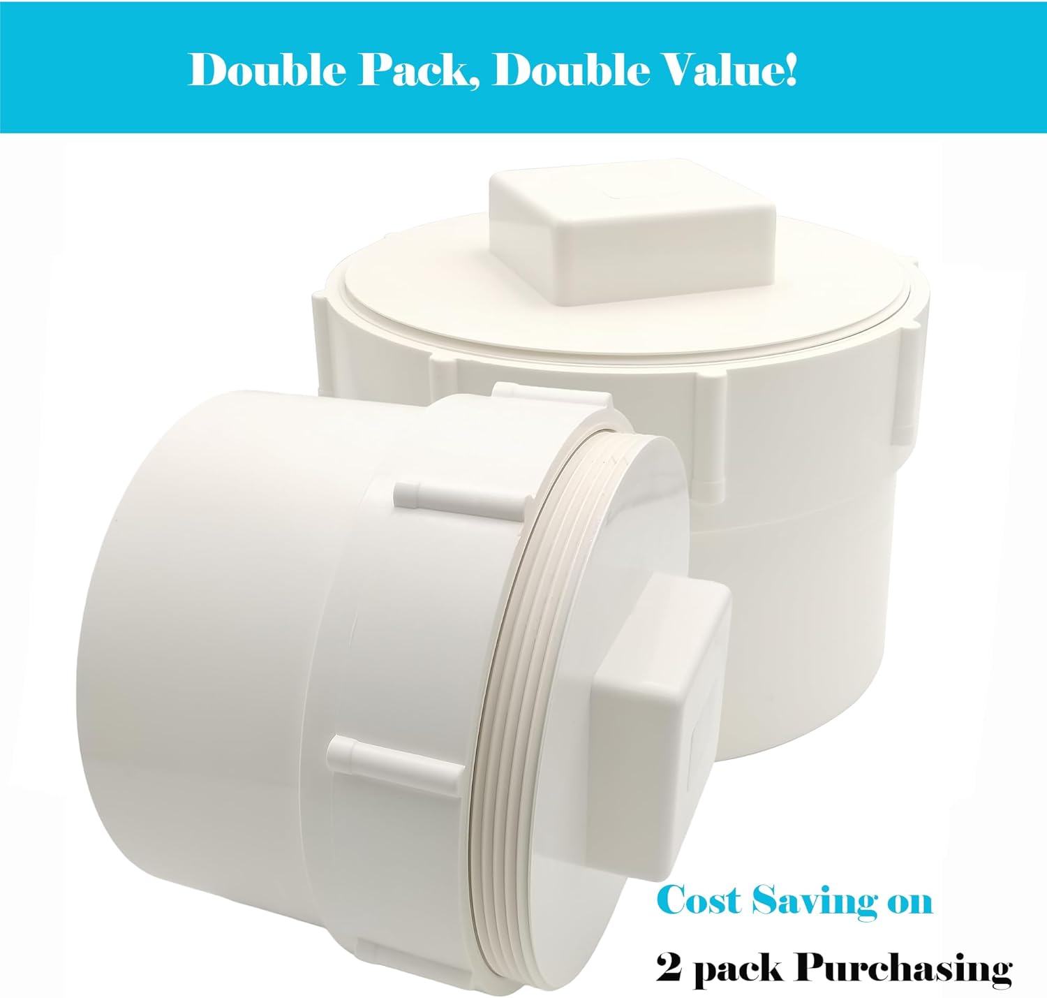 6 Inch Sewer Cleanout Cap with Plug Pipe Fitting,PVC Cap for Garden, RV and More Drainage Piping Systems, PVC DWV Flush Sewer Cleanout Cover and Coupling Adapter