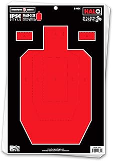 Thompson Target Halo USPSA/IPSC Style Half-Size - 12.5x19 Inch High Visibility Reactive Splatter Shooting Targets for Rifle and Pistol Range Training - Made in The USA