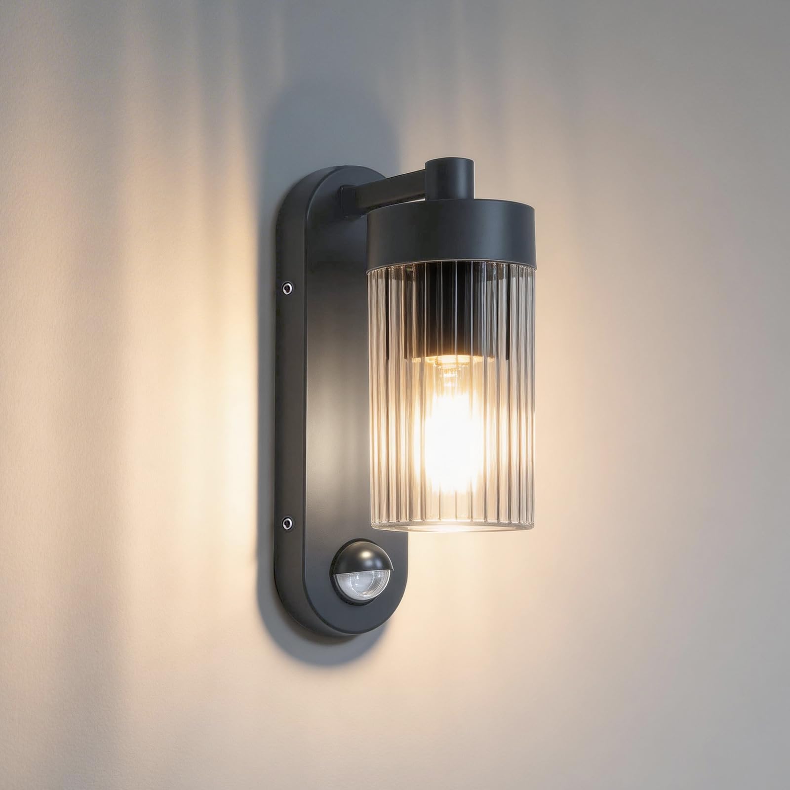 Dandray Outdoor Wall Light,E27 Max 40W,with Motion Sensor,Plastic Diffuser,IP54,for Home Garden,Porch,Gate,Patio,Garage,Anthracite