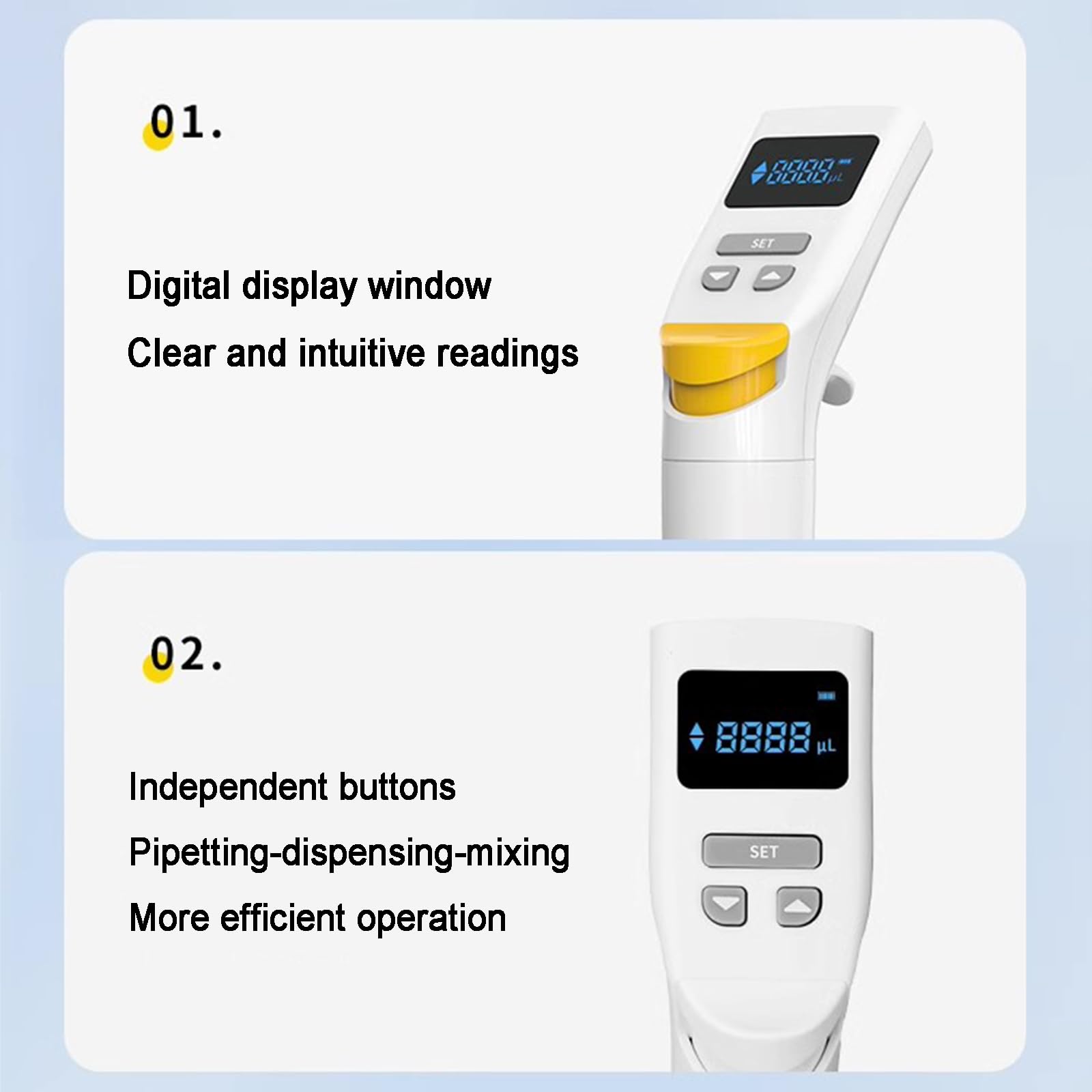 Bomba Electrónica para Pipetas, Controlador De Pipetas Continuo De 20-1000 ΜL para Laboratorio, con Modo De Pipeteo/dispensación/Mezcla, Pantalla LCD, Recargable
