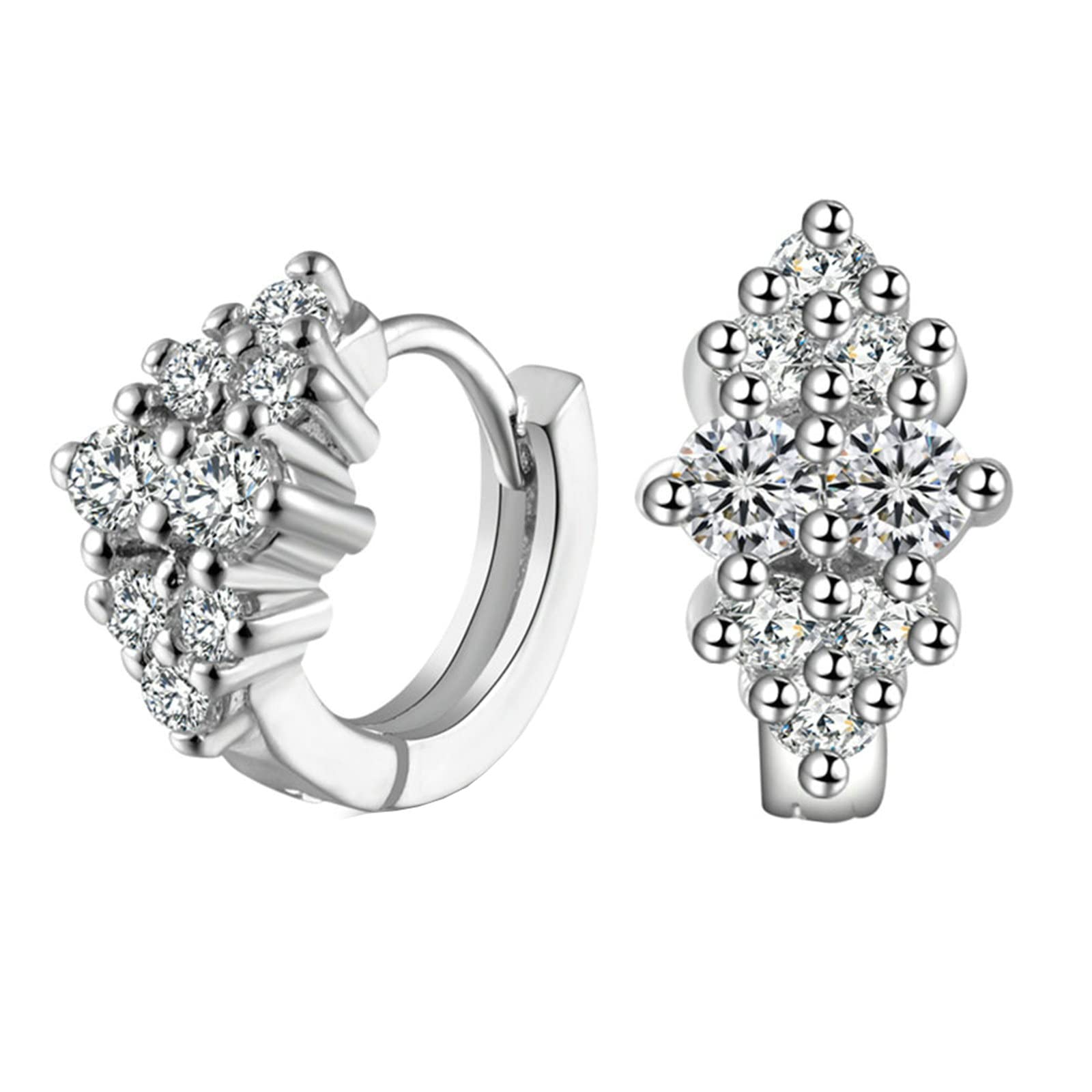Pendientes de oro blanco de 14 quilates para mujer, elegantes aretes de aro de moissanita de plata para mujer