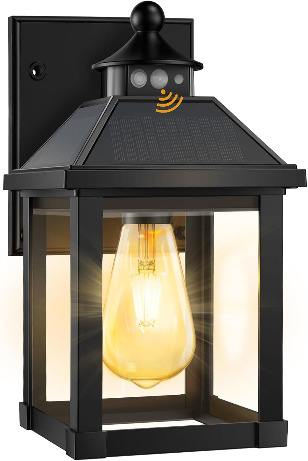 AEQ Solar Porch Lights Outdoor, Solar Sconce Lights Outdoor with Motion Sensor, Waterproof Wall Light with Clear Panel for Garage, Porch, Yard, Front Door,5.8 * 5.8 * 11.8in