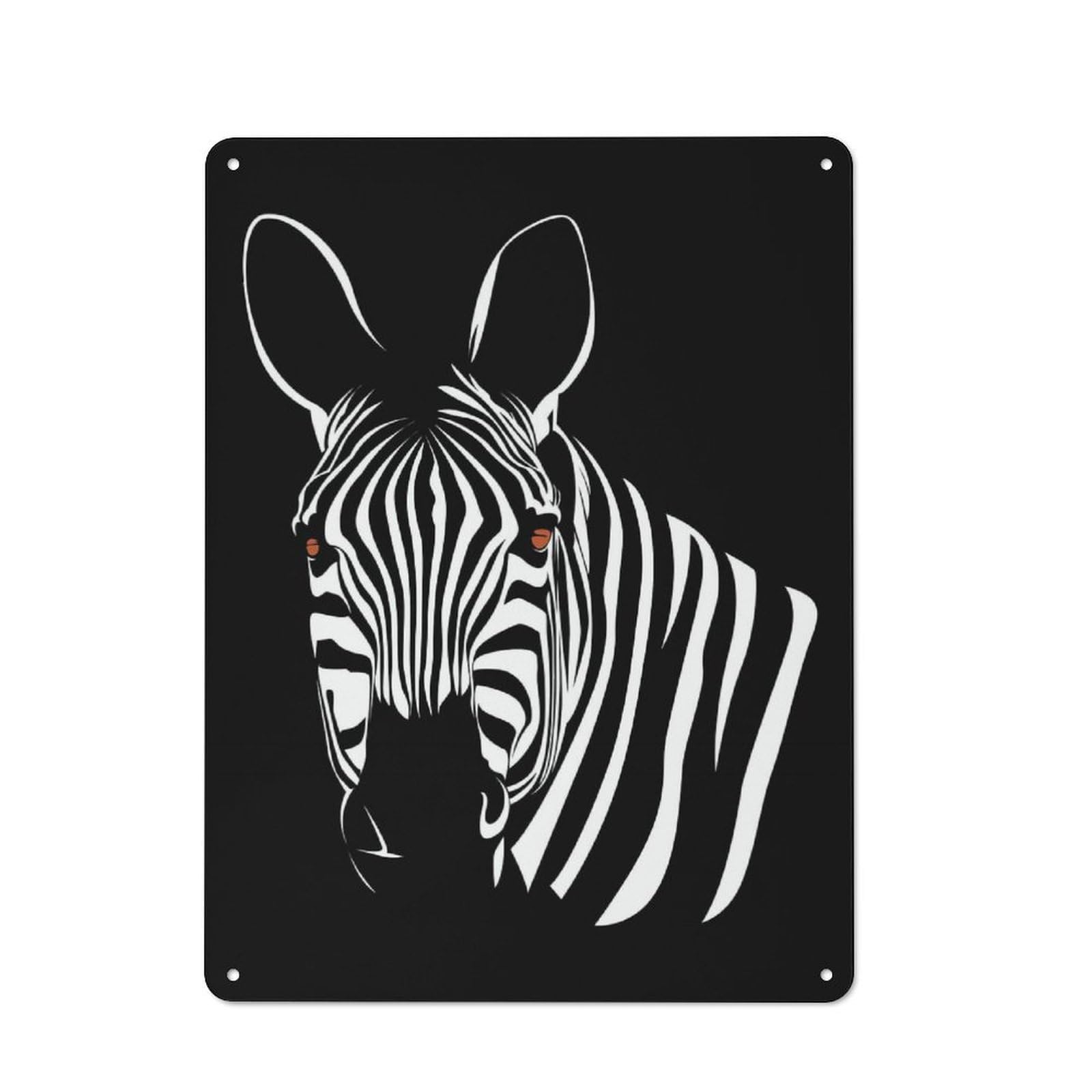 Industrial Tin Wall Sign 40x30cm Featuring Zebra, Urban Room Decor for Workspace, Cafe, Hallway Or Garage