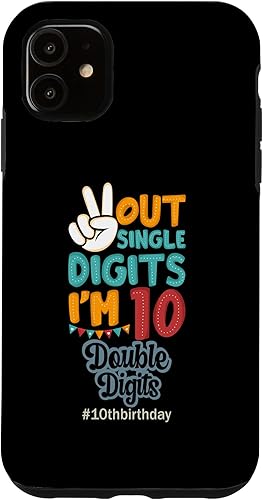 Funda para iPhone 11 Peace Out Single Digits Im 10 Party 10th Years Old Birthday Case