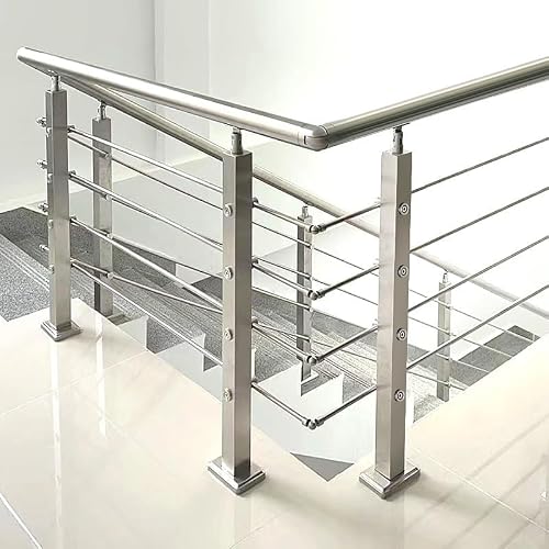 Indoor Stair Handrail Wire Balustrade/Stairs Hardware Kit with Handrail & Square Post, 36/42 Inch Tall Deck Porch Railing(H 35.4 in,L 3.3ft/39.4in)