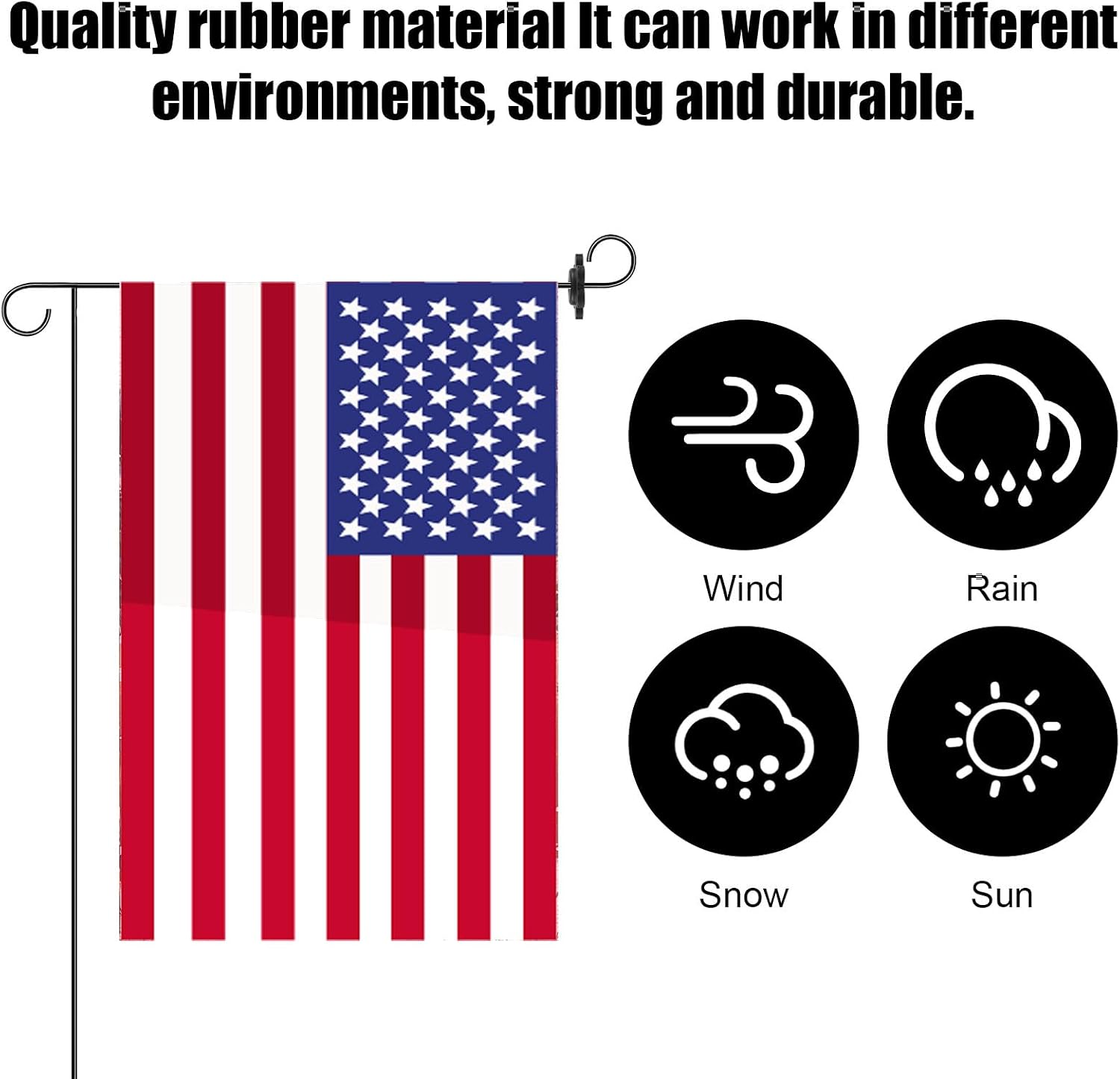 Tinoaly 20pcs Garden Flag Rubber Stoppers, Anti-Wind Flower Shape Pole Stop Clip Plastic Flag Support Holder Stand Stake Accessories for Yard Lawn Indoor & Outdoor Use (Black) image 3