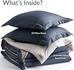 Ensemble de couvertures de couettes - Ultra Conception réversible Soft-Shams inclus & Tailles (Navy Blue, Queen)