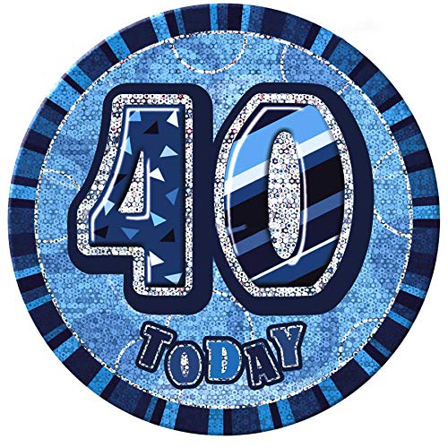 Gifts 4 All Occasions Limited SHATCHI-558 40th Happy Birthday Badge Glitz Blue Decorations Unisex Party Supply