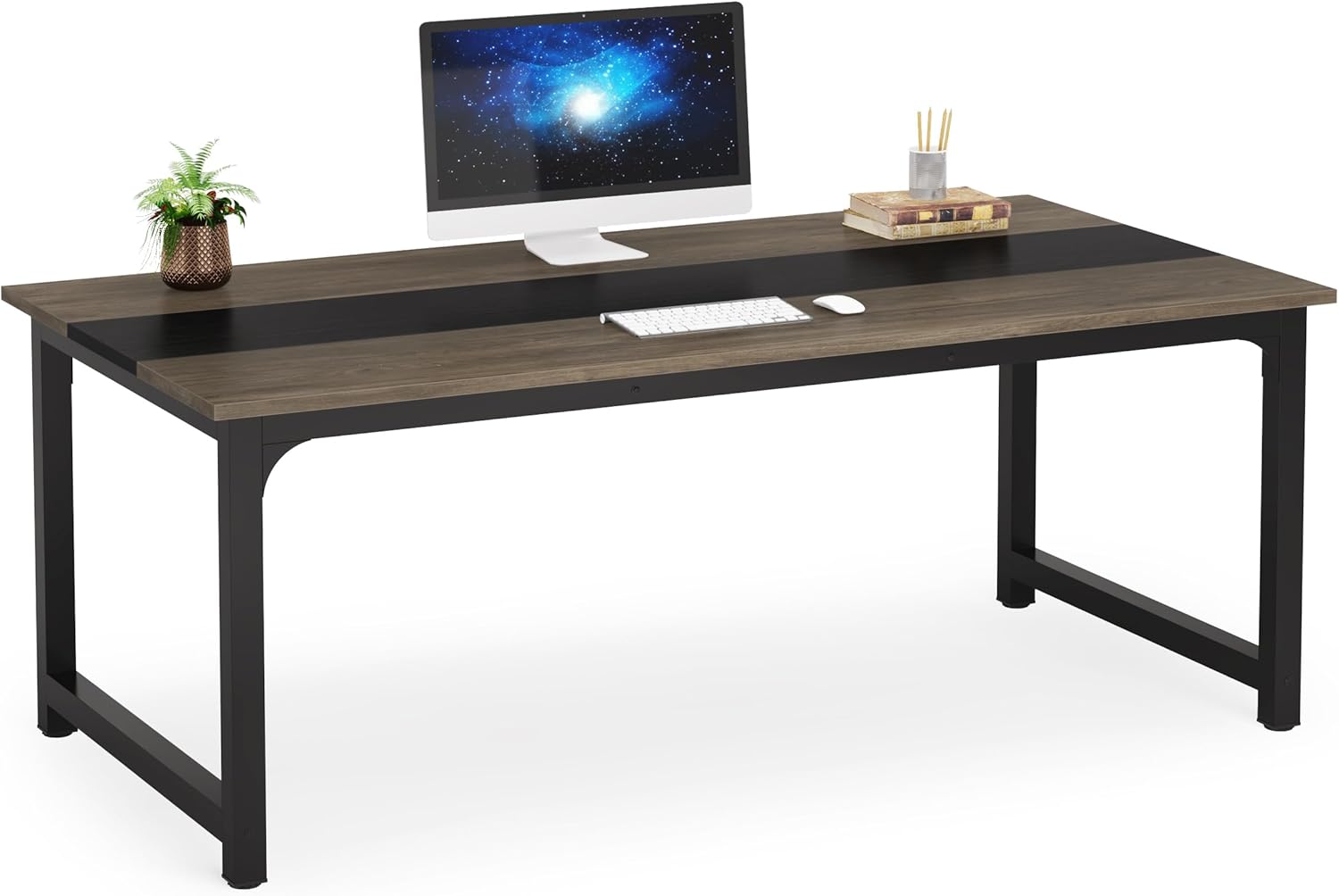 Tribesigns Modern Computer Desk, 70.8 x 31.5 inch Large Office Desk Computer Table Study Writing Desk Workstation for Home Office, Grey/Black Tribesigns Modern Computer Desk, 70.8 x 31.5 inch Large Office Desk Computer Table Study Writing Desk Workstation for Home Office, Grey/Black