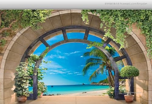 Murales de pared de tamaño personalizado, murales de pared autoadhesivos extraíbles para despegar y pegar, papel tapiz fotográfico grande, calcomanía de pared de paisaje marino de playa para sala de