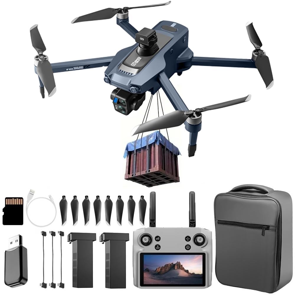 Airdrop Drone with Camera, Drones GPS Auto Return Foldable for Adults, Blue (Blue)
