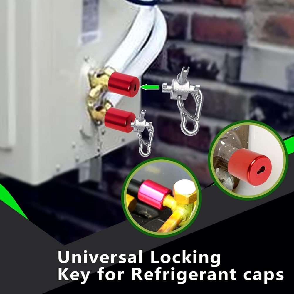 Chiave Universale Per Tappi Di Bloccaggio Refrigerante HVAC - 3 In 1, Con Portachiavi A Molla, Per 410A E R22