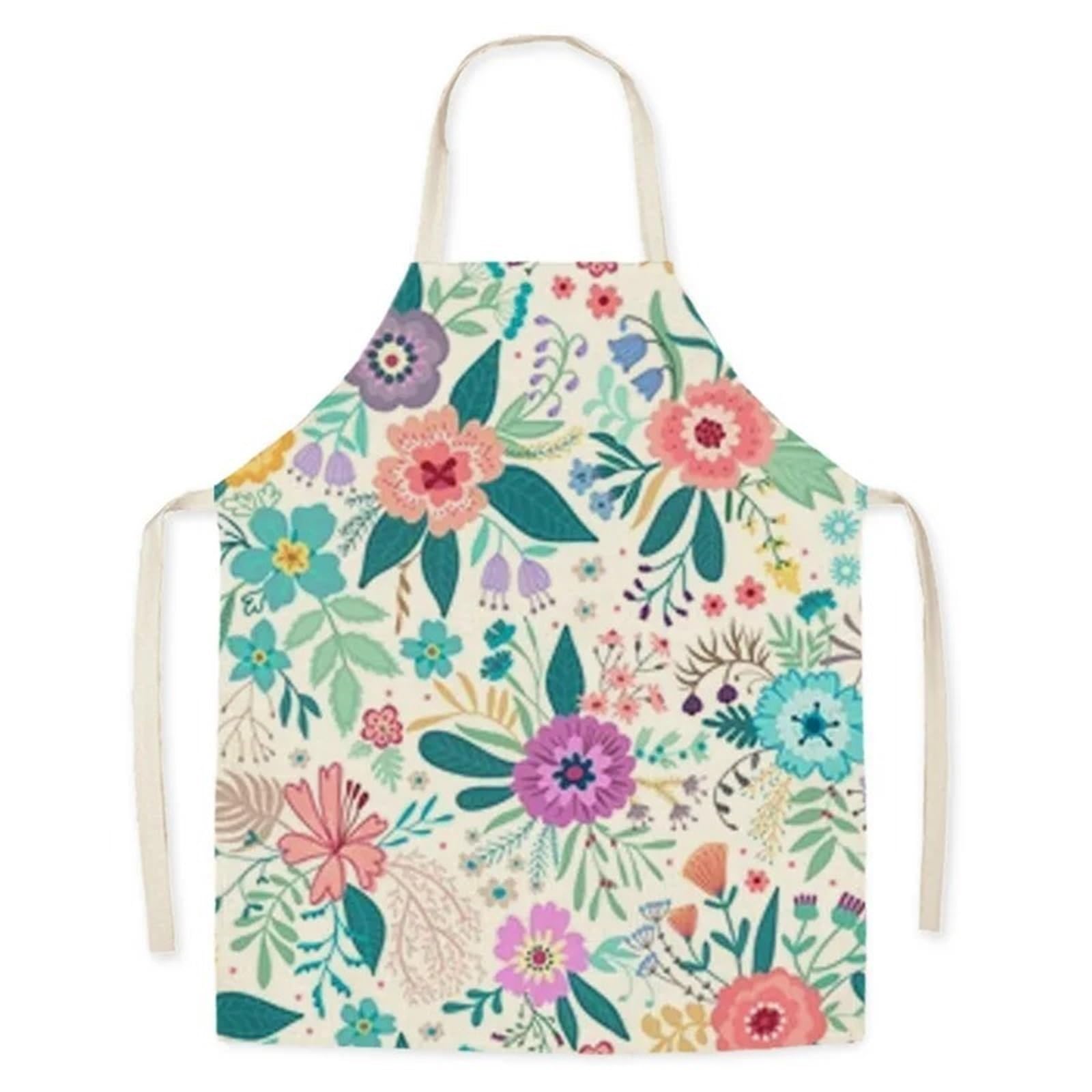 Grembiule da cucina floreale con frutta tropicale, 5 pezzi, for donna, uomo, lino, cottura, bavaglino, pulizia, Tablier Delantal per Barbecue Ristorante