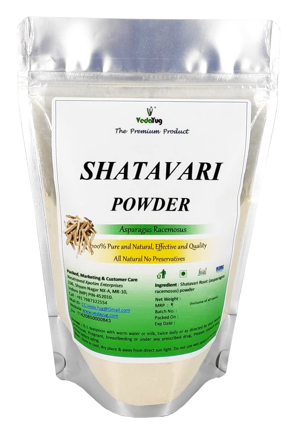 CROW VY VedaYug Shatavari Polvere (400 gm (200 g x 2))