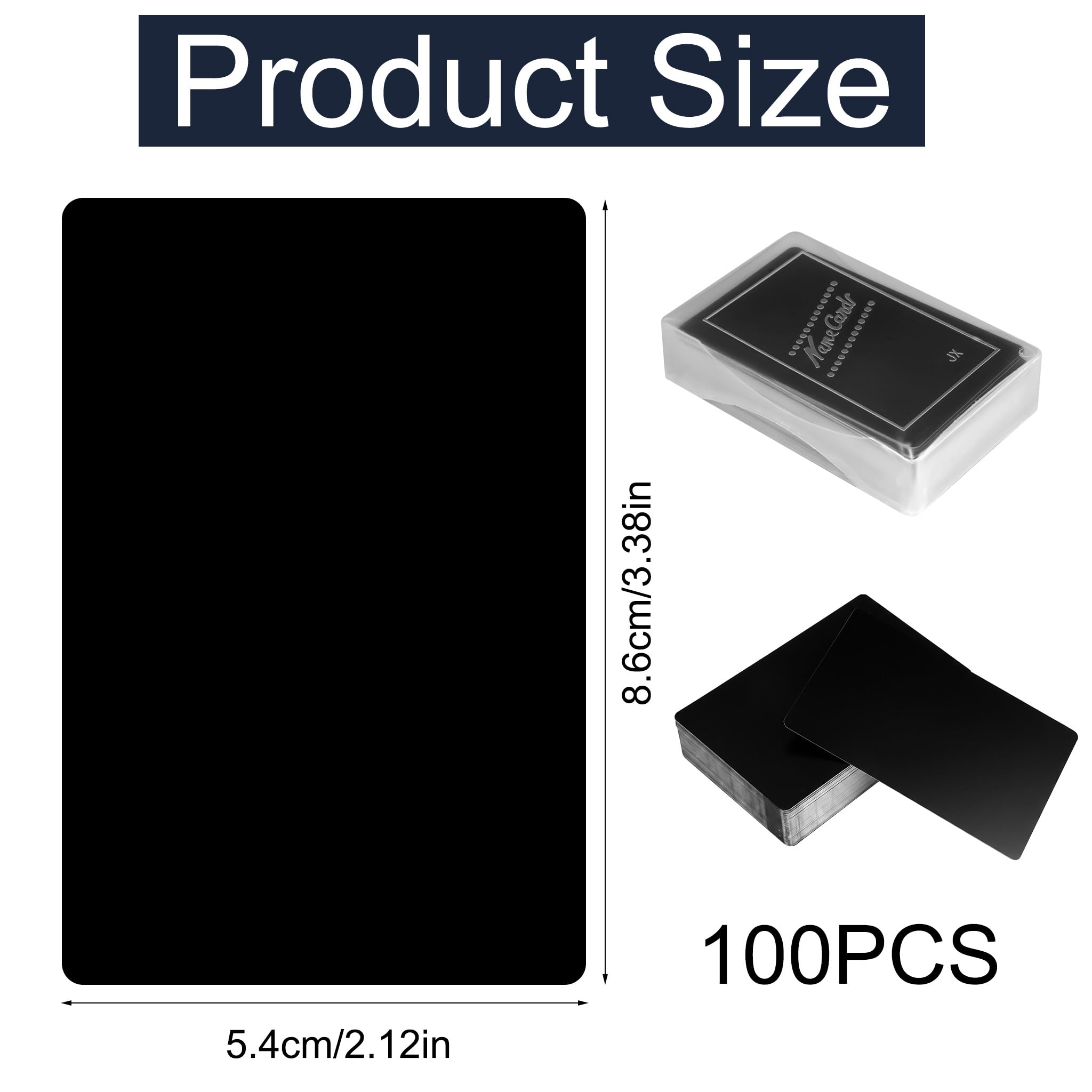 Cartes de Visite en Métal Noir Gravées au Laser 86x54x0.20mm Aluminium Vierge Lot de 100