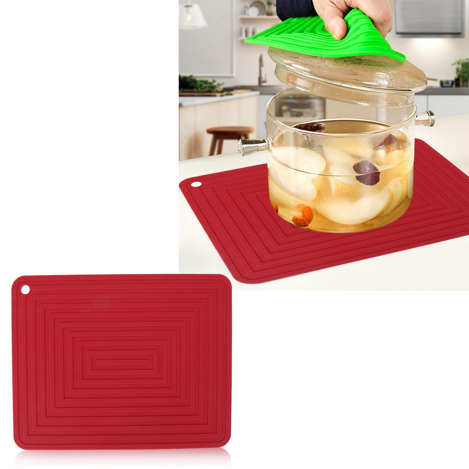 Silikon Abtropfmatte Für Die Küche - Rutschfeste, Hitzebeständige Trockenmatte 48x35cm (Beige/Weiß)