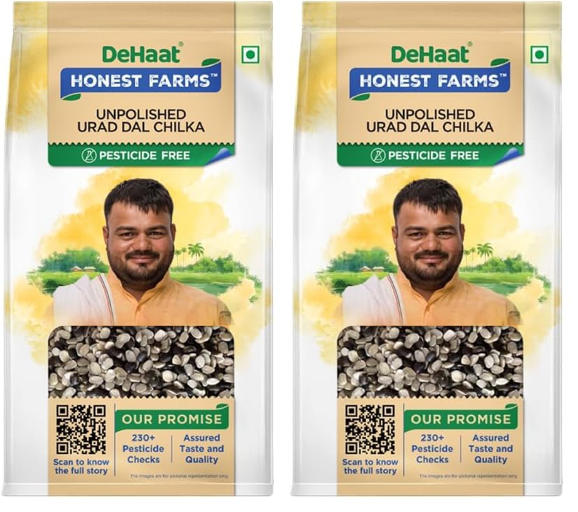 Image of DeHaat Honest Farms Pesticide Free Unpolished Urad Dal Chilka 500 GM (Pack of 2)
