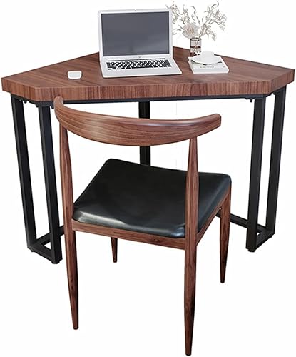 Escritorio triangular para el hogar escritorio de esquina de pino escritorio de esquina de estilo simple marco de metal estable con almohadilla de
