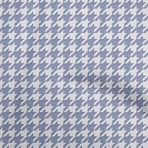 oneOone Rayon Blue Fabric Houndstooth DIY Clothing Quilting Fabric Print Fabric By Yard 56 Inch Wide-5087